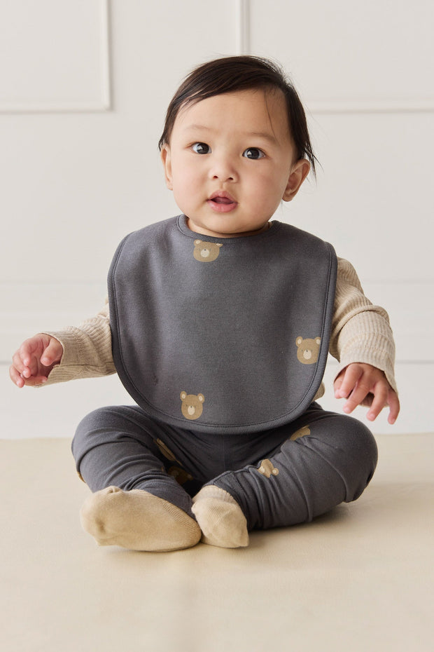 Organic Cotton Bib - Bobbie Bears Black Oyster
