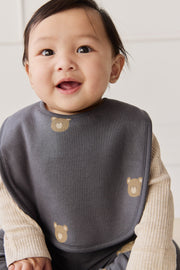 Organic Cotton Bib - Bobbie Bears Black Oyster