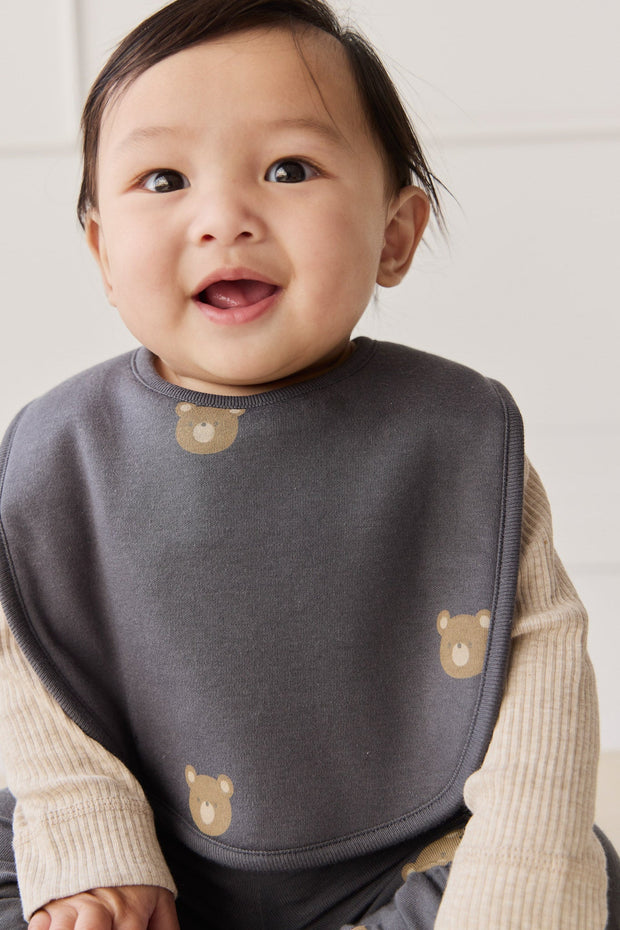Organic Cotton Bib - Bobbie Bears Black Oyster
