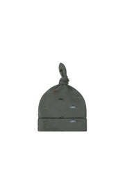 Organic Cotton Modal Knot Beanie - Vintage Cars Agave
